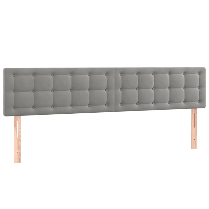 Tête de lit accessoire couchage chambre à coucher meuble à LED 200 x 5 x 78/88 cm tissu velours gris clair TDL0201312