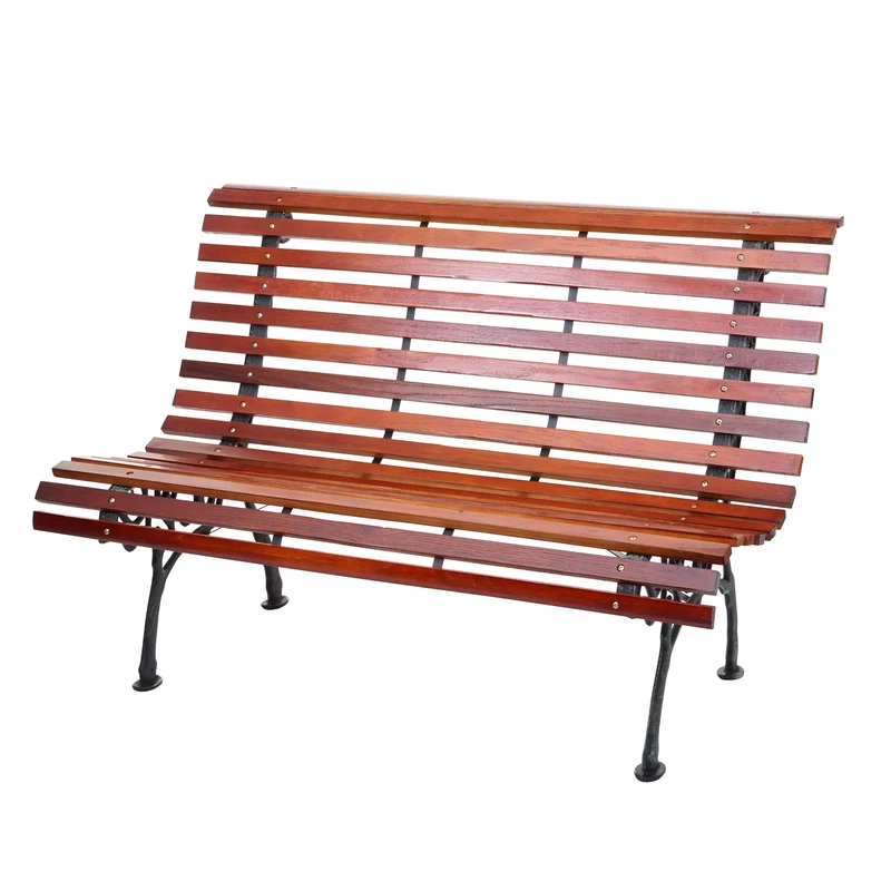 Banc de jardin avec dossier en bois marron 2 places 122 cm 22kg 04_0005833
