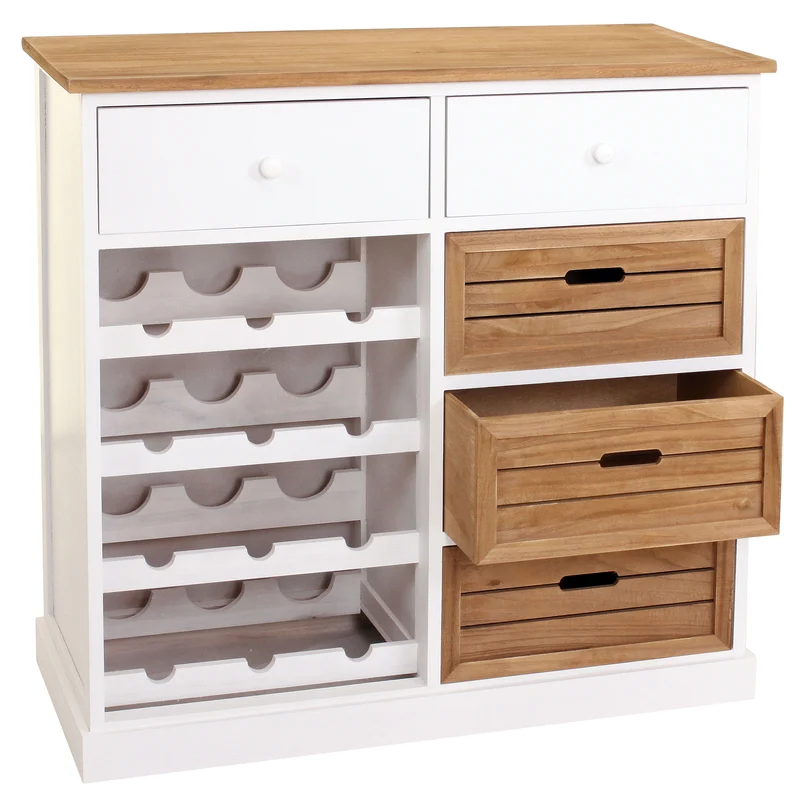 Casier à vin casier pour 12 bouteilles avec tiroirs style rustique 86x87x37cm 04_0004316
