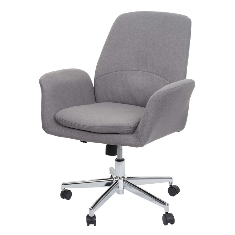 Chaise de bureau pivotante avec accoudoirs hauteur réglable en tissu gris 04_0006228