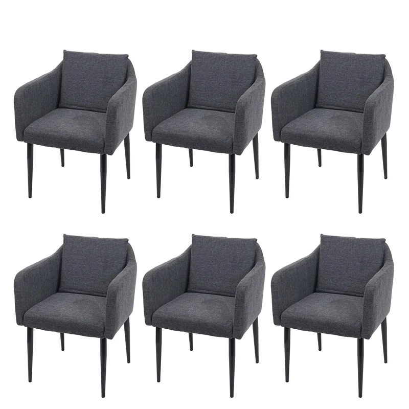 Lot de 6 chaises de salle à manger moderne et confortable en tissu/textile gris foncé 04_0000670