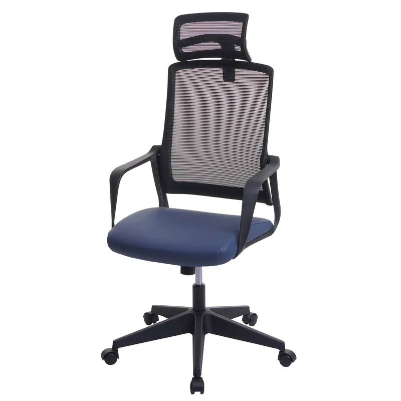 Fauteuil de bureau ergonomique pivotante avec accoudoirs et dossier en tissu mesh bleu-gris 04_0001879
