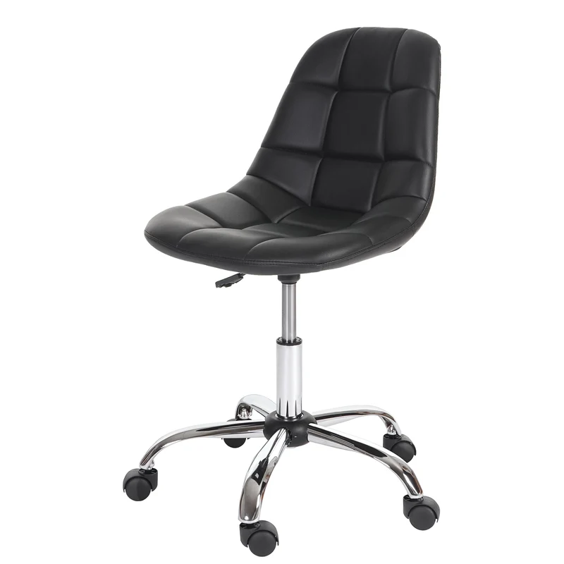 Chaise de bureau pivotante tabouret sur roulettes en synthétique noir 04_0002031