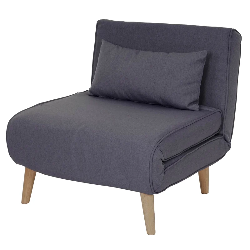 Canapé-lit fauteuil de couchage une personne fonctionnel relaxation pliant en tissu gris foncé 04_0003094