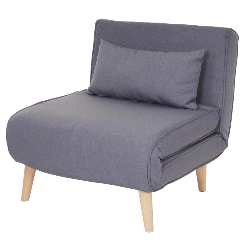 Canapé-lit fauteuil de couchage une personne fonctionnel relaxation pliant en tissu gris clair 04_0003095