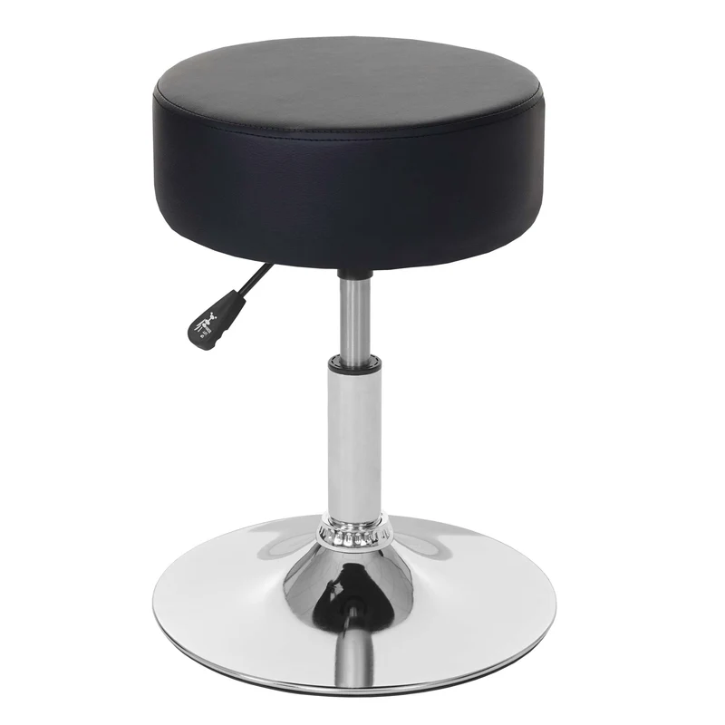 Tabouret siège réglable en hauteur polyvalent pivotant Ø 35cm en synthétique noir 04_0005332