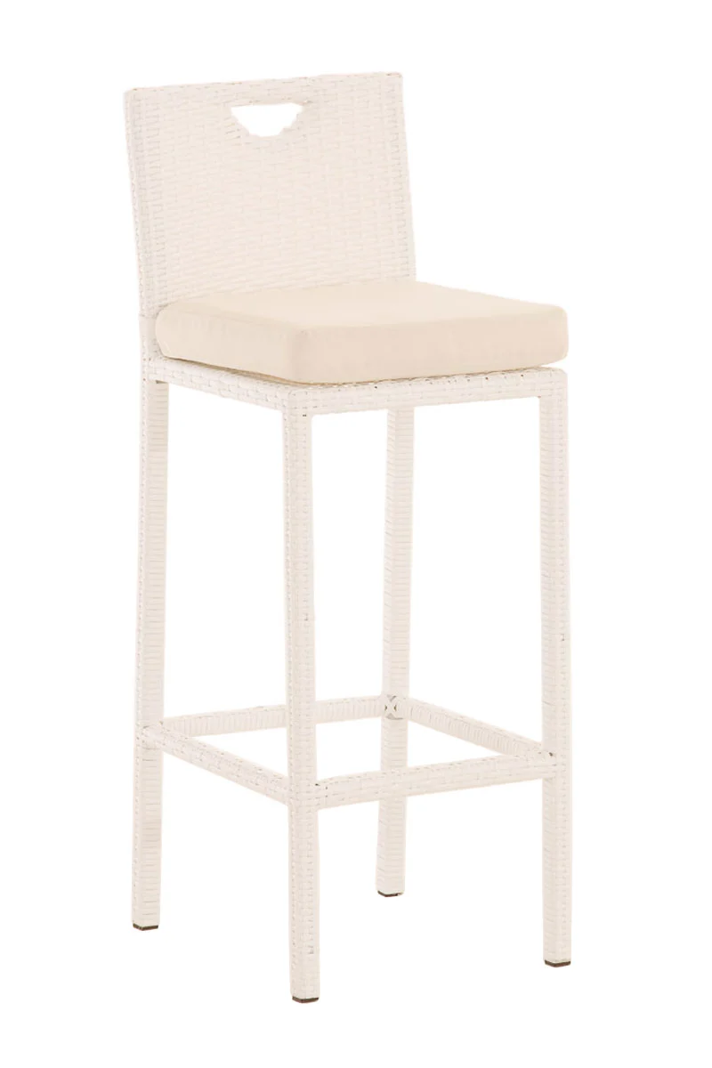 Tabouret de bar d'extérieur x1 en polyrotin aluminium plastique blanc 10_0002934