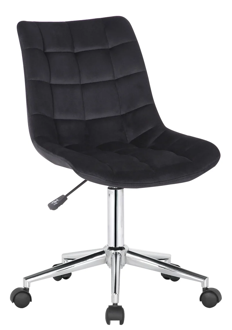 Chaise de bureau en velours noir sur roulettes design moderne hauteur réglable BUR10600