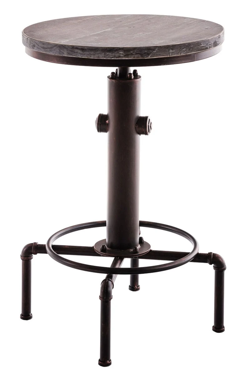 Table haute table de bar style industriel hauteur plateau Ø 50 cm réglable bronze vieilli TAB10016