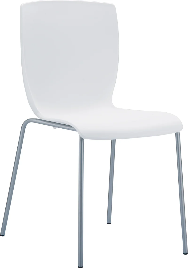 Chaise de cuisine ou véranda empilable pour intérieur ou extérieur assise en plastique blanc cadre en aluminium 10_0000973