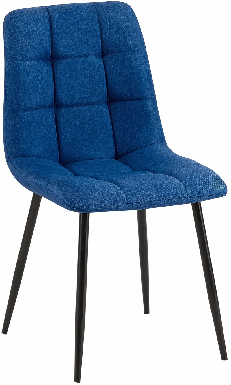 Chaise de salle à manger x1 coutures forme carrées en tissu bleu pieds en métal noir 10_0001974