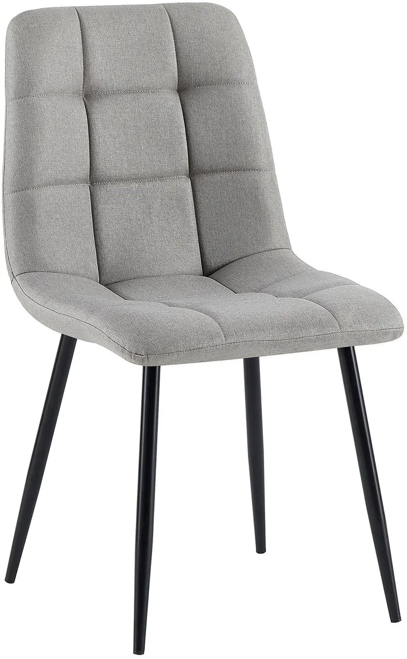 Chaise de salle à manger x1 coutures forme carrées en tissu gris clair pieds en métal noir 10_0001978