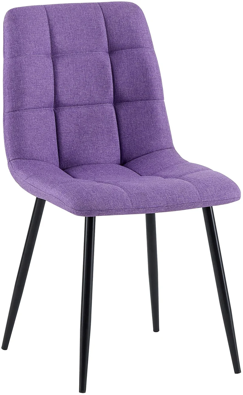 Chaise de salle à manger x1 coutures forme carrées en tissu violet pieds en métal noir 10_0001976