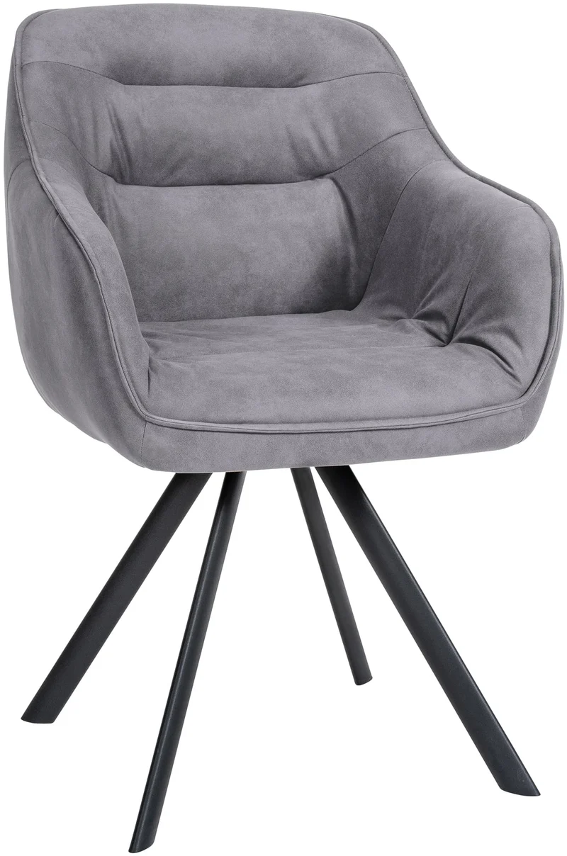 Chaise de salle à manger x1 design moderne confortable en velours gris piétement stable à quatre pieds en métal 10_0002343