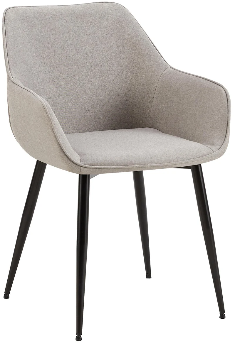 Chaise de salle à manger bureau salle d'attente x1 en tissu gris clair et métal noir 10_0002152