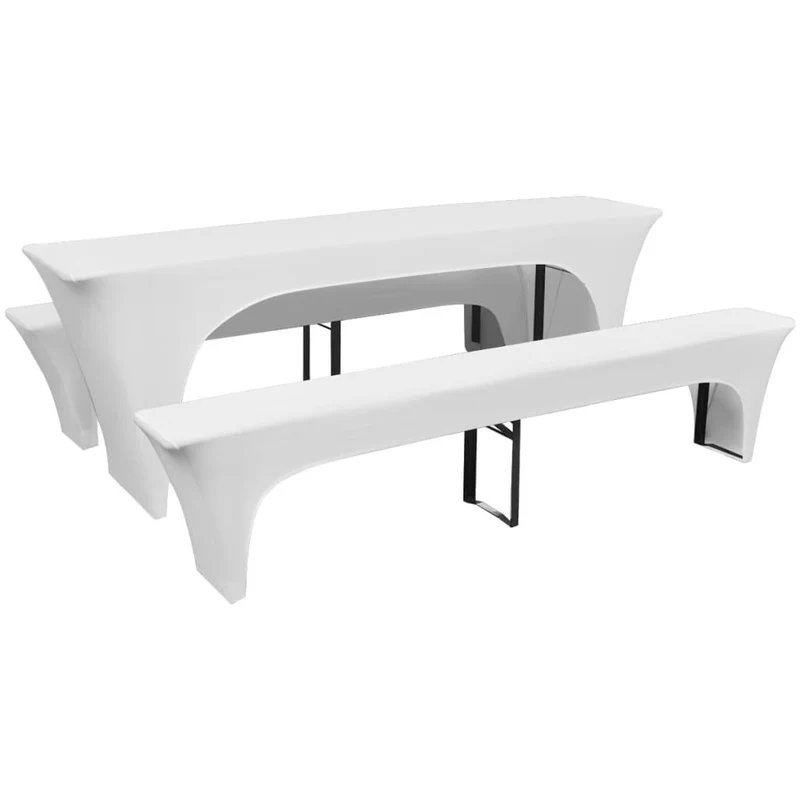 3 Nappe pour table de brasserie et bancs extensible blanc 50 cm DEC022295