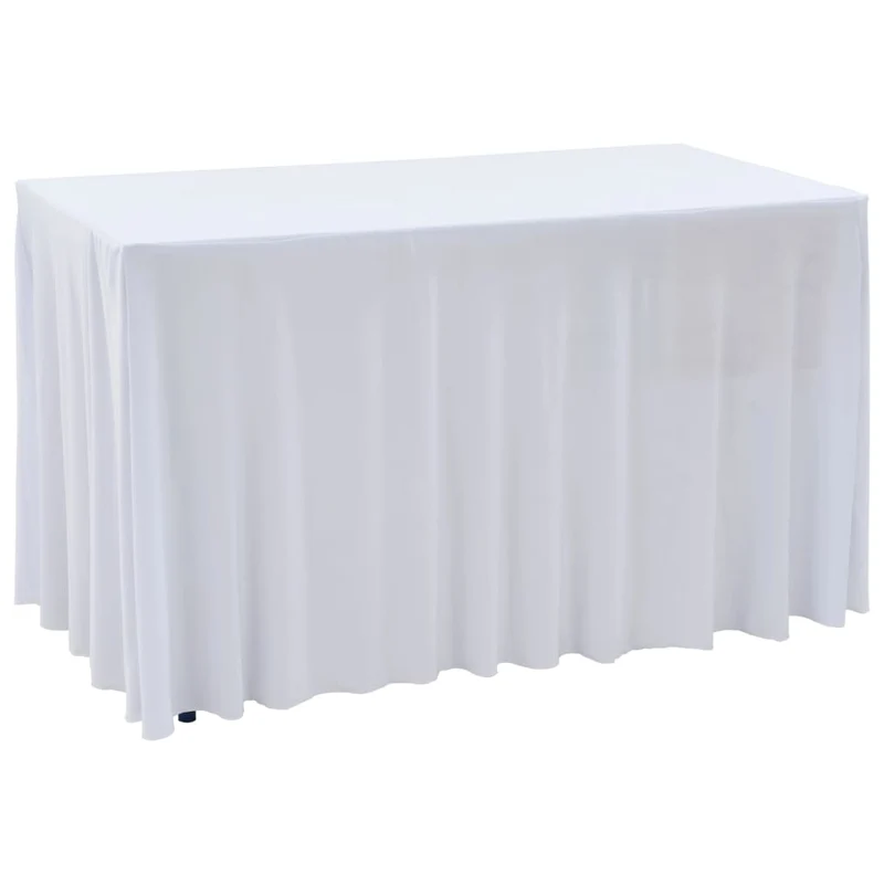 Nappes élastiques de table avec jupon 2 pièces 120x60,5x74cm Blanc DEC022463