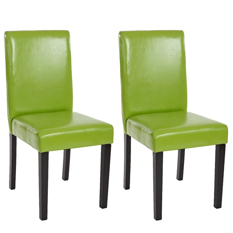 Lot de 2 chaises de salle à manger synthétique vert pieds foncés CDS04032