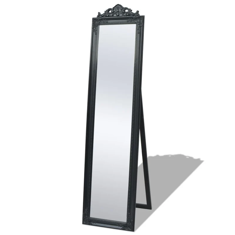 Miroir sur pied Style baroque 160 x 40 cm Noir DEC022665