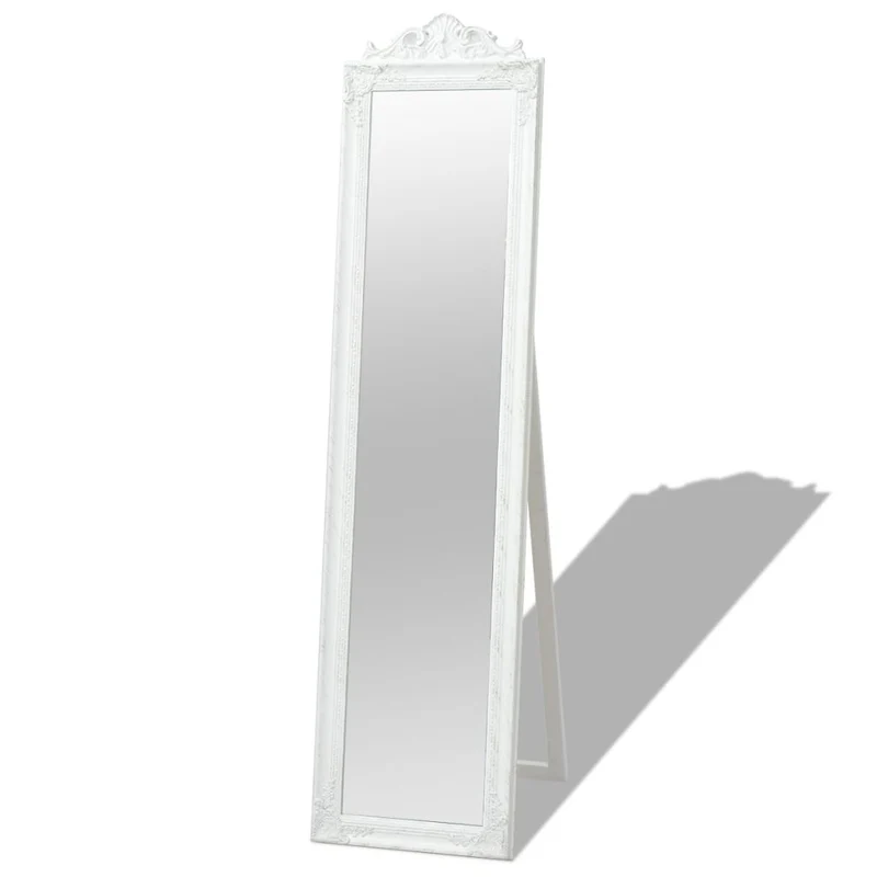Miroir sur pied Style baroque 160 x 40 cm Blanc DEC022662