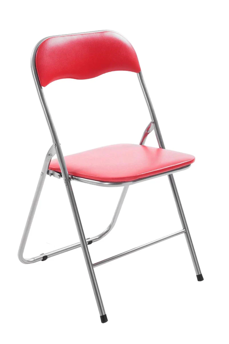 Chaise de cuisine pliable rouge pied en métal chromé MED10009