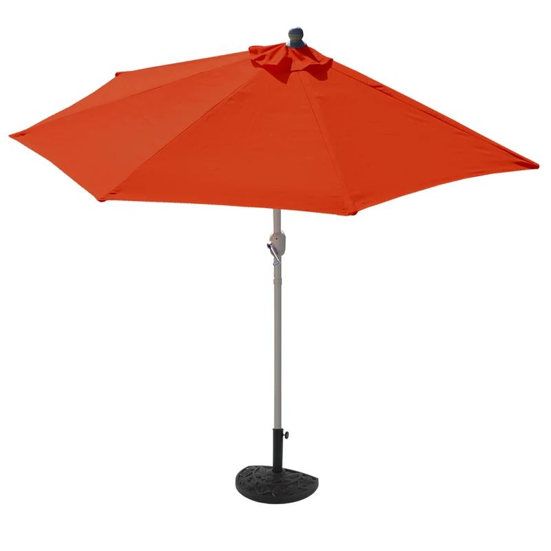 Demi parasol semi-circulaire balcon terrasse UV 50+ polyester/aluminium 3kg avec une portée de 300 cm Terracotta avec support 04_0003899