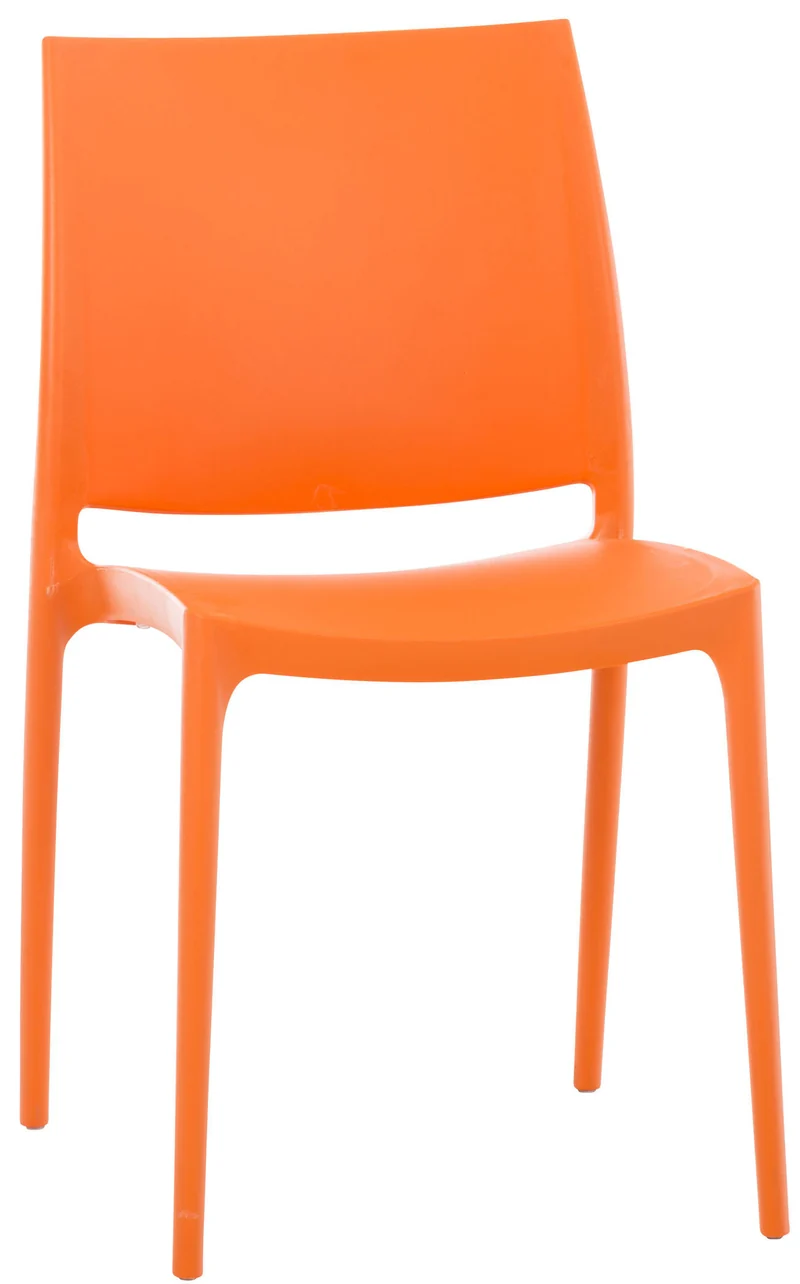 Chaise de jardin en plastique orange design simple empilable 10_0000833