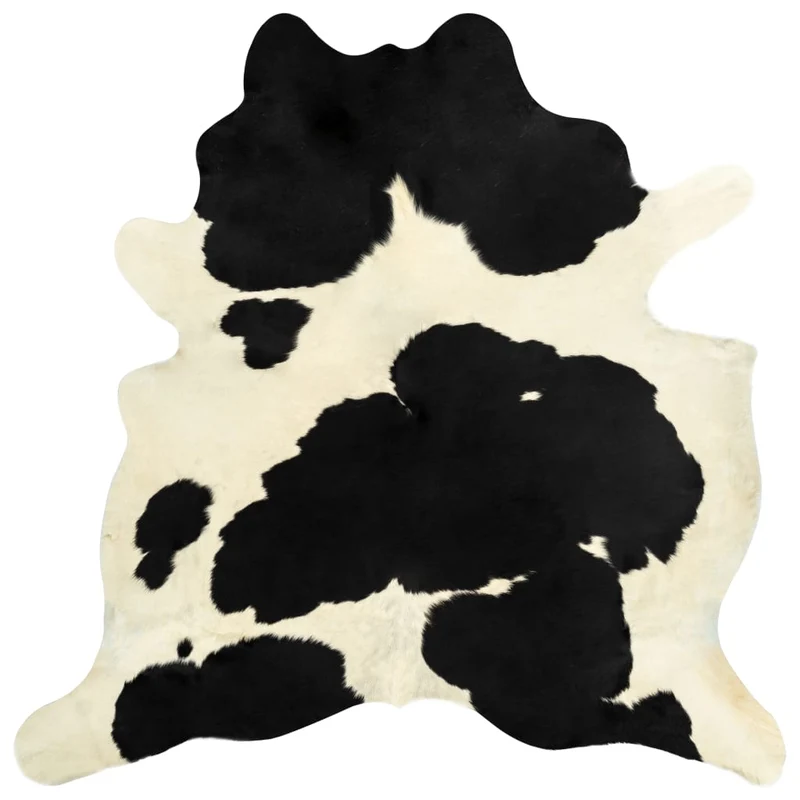 Tapis en peau de vache véritable Noir et blanc 150 x 170 cm DEC024016