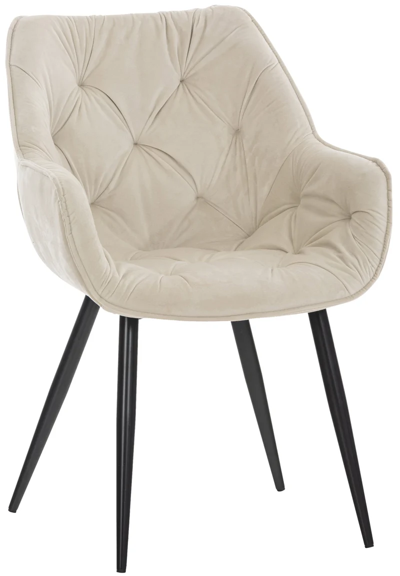 Chaise de coiffeuse salon bureau rembourré confortable et moderne capitonné velours crème FAL10529