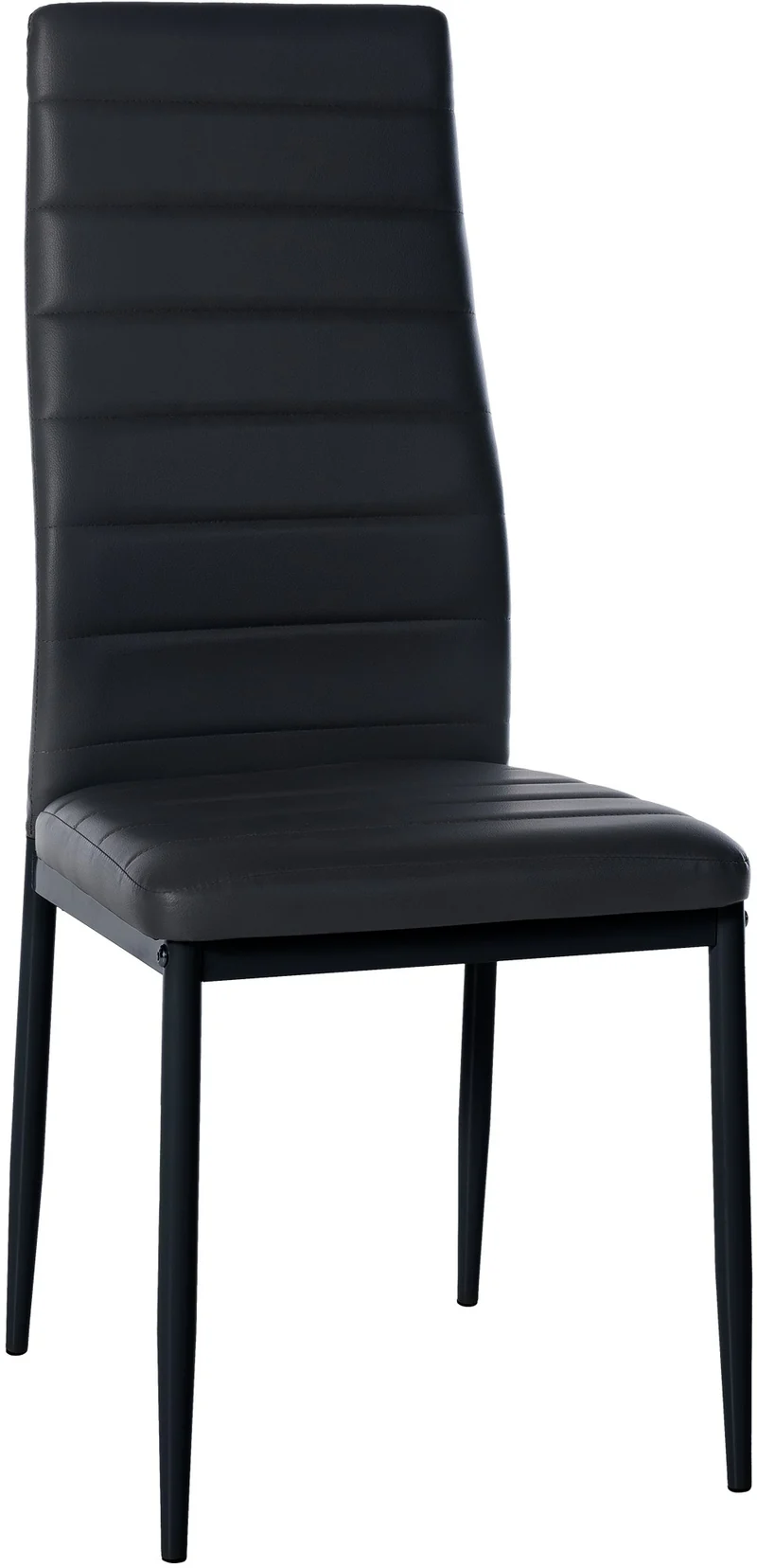 Chaise de salle à manger x1 design simple en PVC noir avec couture décorative cadre en métal noir 10_0002054