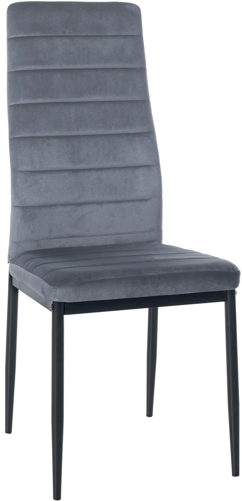 Chaise de salle à manger x1 design simple en velours gris clair avec couture décorative cadre en métal noir 10_0002058