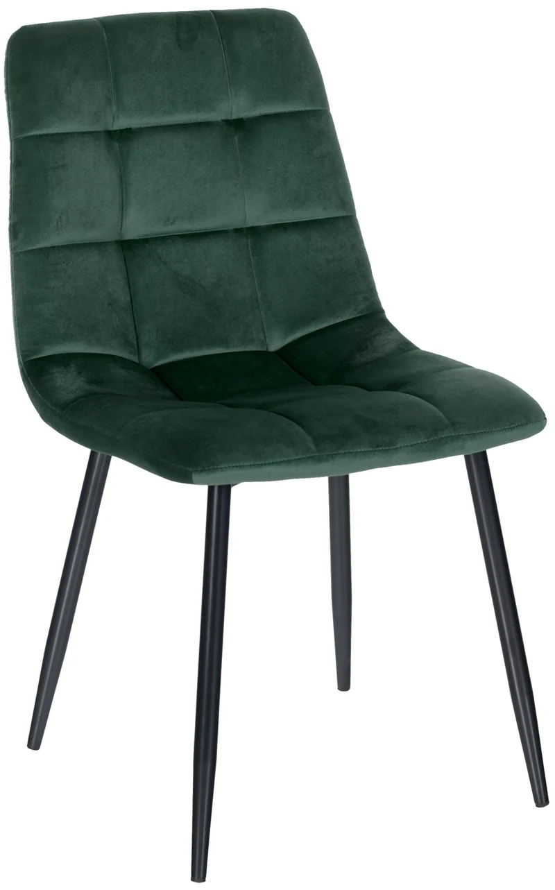 Chaise de salle à manger x1 coutures décoratives carrées en tissu velours vert et métal noir 10_0002129