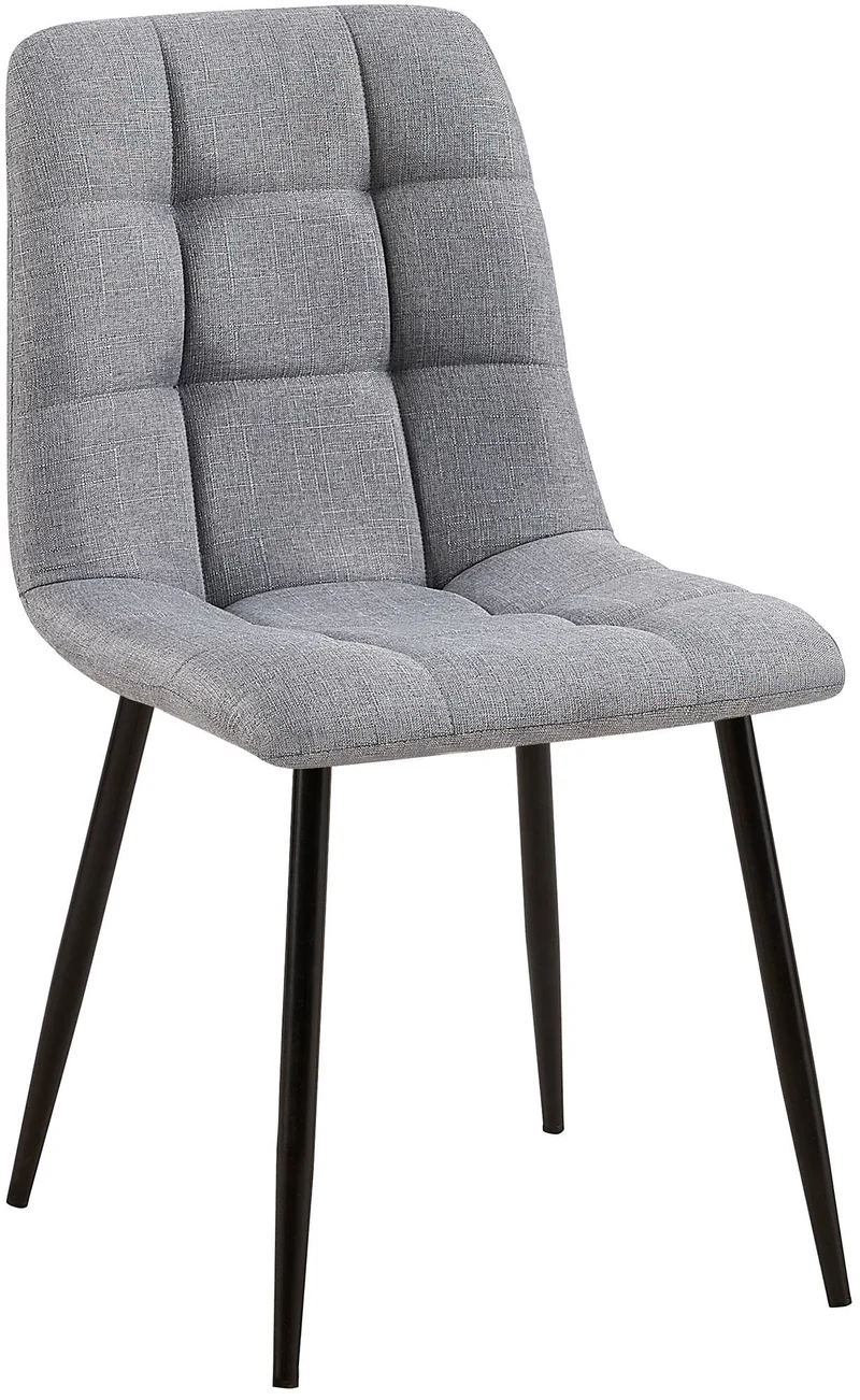 Chaise de salle à manger x1 coutures décoratives carrées en tissu gris et métal noir 10_0002138