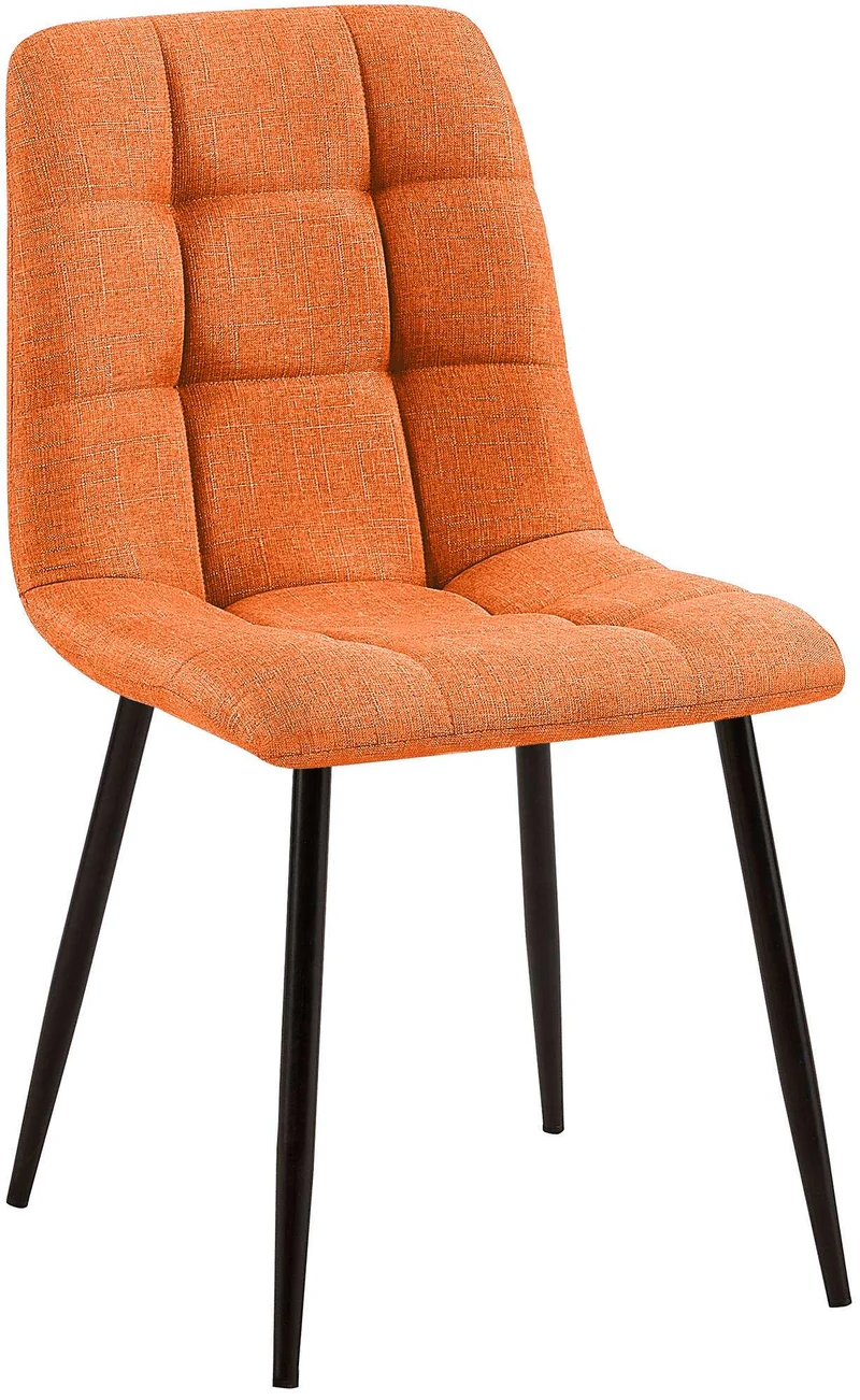 Chaise de salle à manger x1 coutures décoratives carrées en tissu orange et métal noir 10_0002143