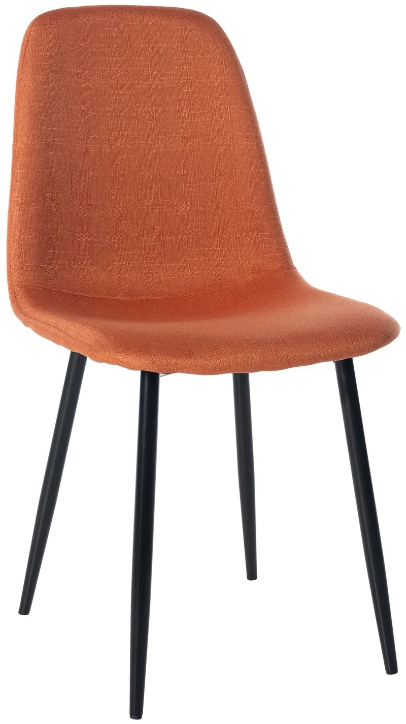 Chaise de salle à manger x1 design simple avec pieds en métal noir assise en tissu orange 10_0002072