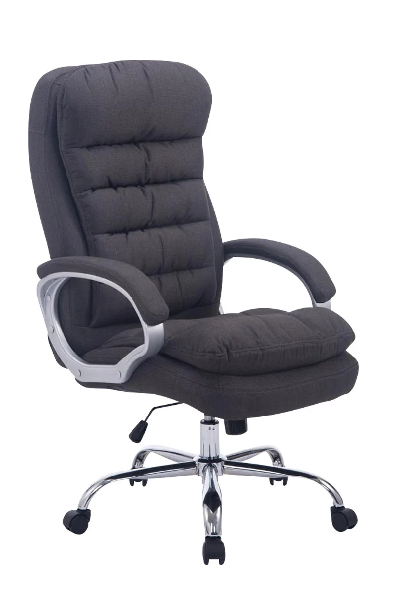 Fauteuil de bureau ergonomique et confortable jusqu'à 235 kg en tissu gris foncé et métal chromé 10_0002403