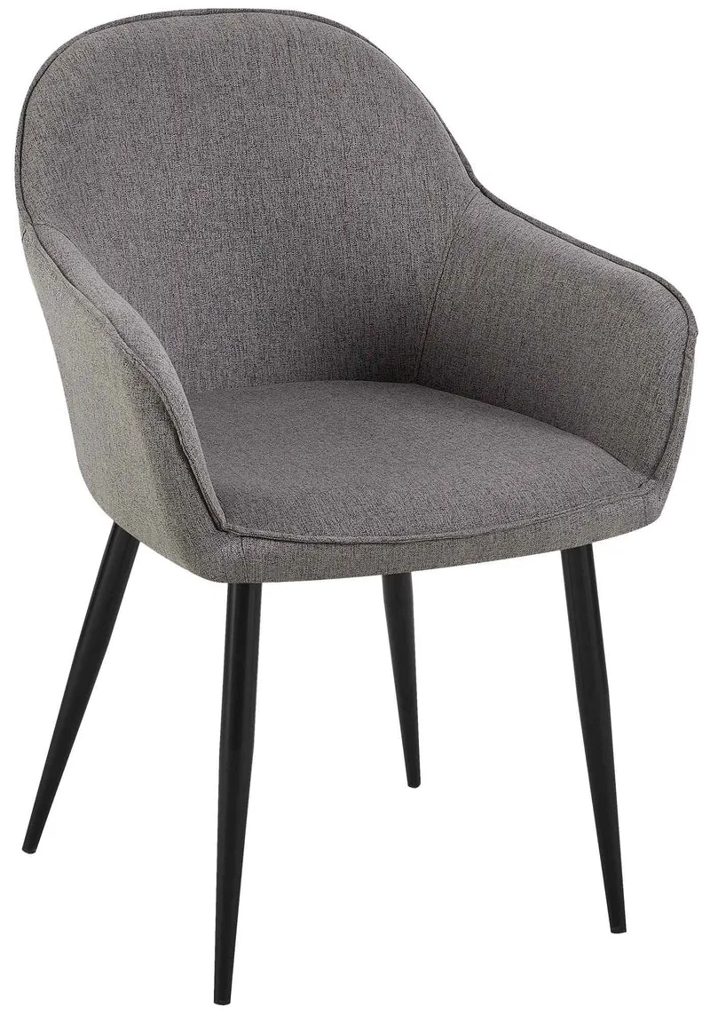 Chaise de salle à manger moderne et confortable en tissu gris foncé et pieds en métal noir 10_0002000