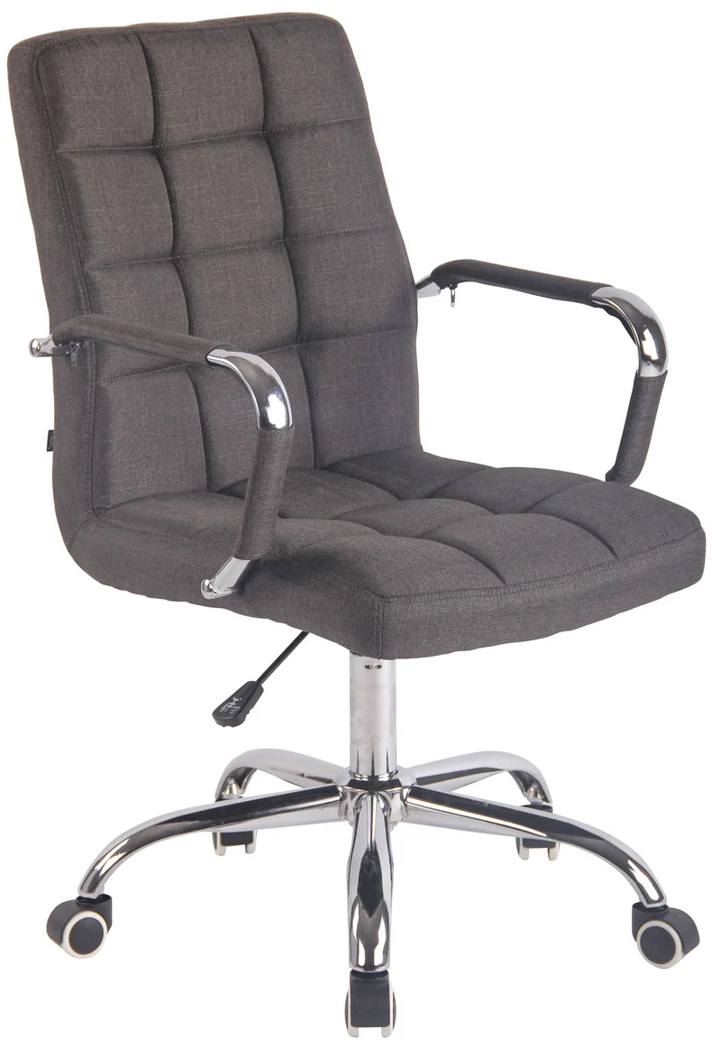 Fauteuil de bureau sur roulettes hauteur réglable pivotant accoudoirs en tissu gris foncé 10_0002470