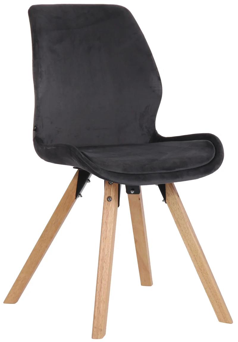 Chaise de salle à manger x1 style scandinave en tissu velours gris foncé 10_0002309