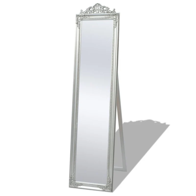 Miroir sur pied Style baroque 160 x 40 cm Argenté DEC022664