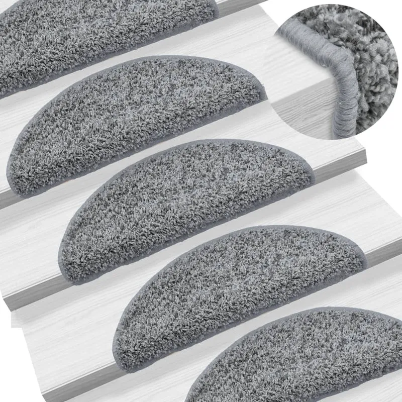 Tapis d'escalier 15 pièces Gris 56 x 20 cm DEC023560