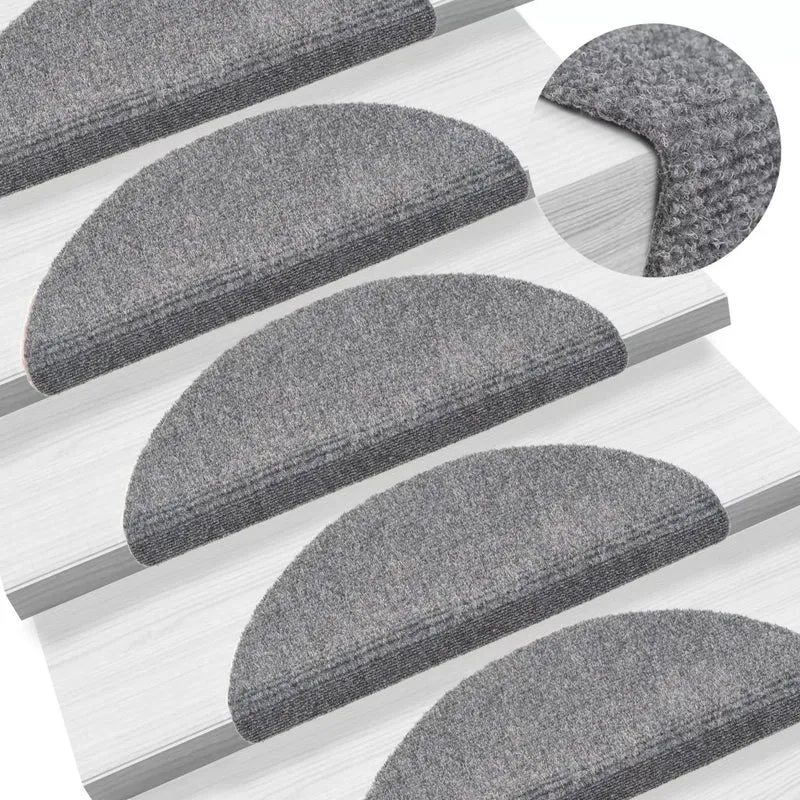 Tapis d'escalier auto-adhésif 15 pièces 54 x 16 x 4 cm Gris clair DEC023307