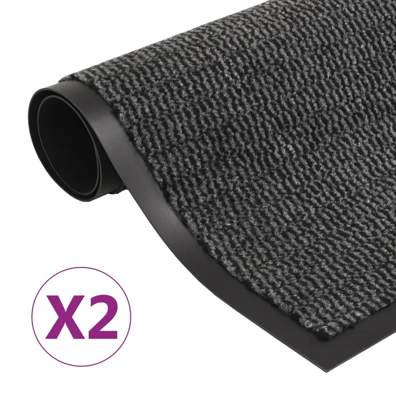 Lot de 2 paillassons rectangulaires 90 x 150 cm Anthracite DEC023165