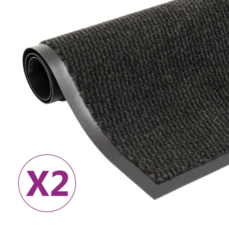 Lot de 2 paillassons rectangulaires 40 x 60 cm Noir DEC023154