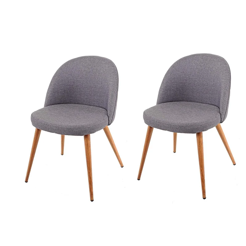 Lot de 2 chaises de salle à manger gris foncé pieds en bois style rétro CDS04415