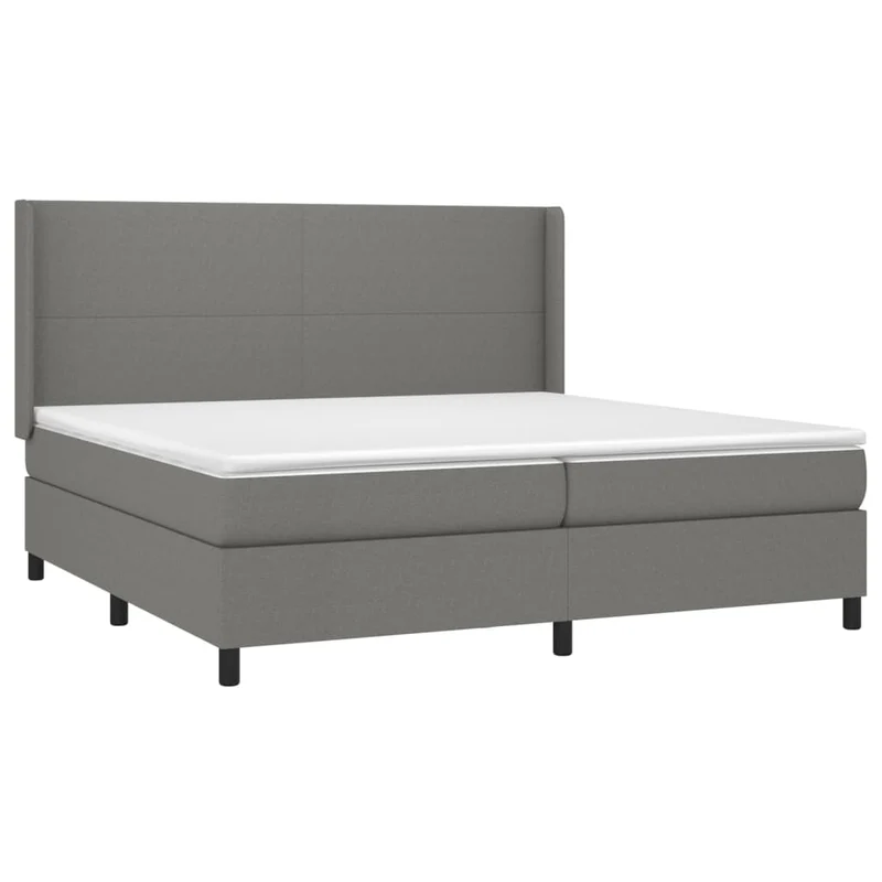 Cadre de lit LED avec sommier tête de lit matelas 200x200 cm tissu gris foncé TDL0208313
