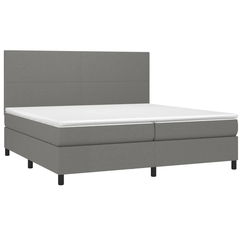 Cadre de lit LED avec sommier tête de lit matelas 200x200 cm tissu gris foncé TDL0208304