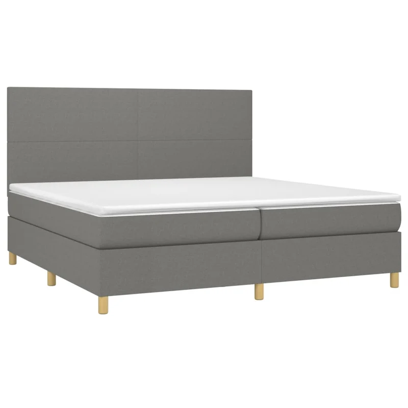 Cadre de lit LED avec sommier tête de lit matelas 200x200 cm tissu gris foncé TDL0208285