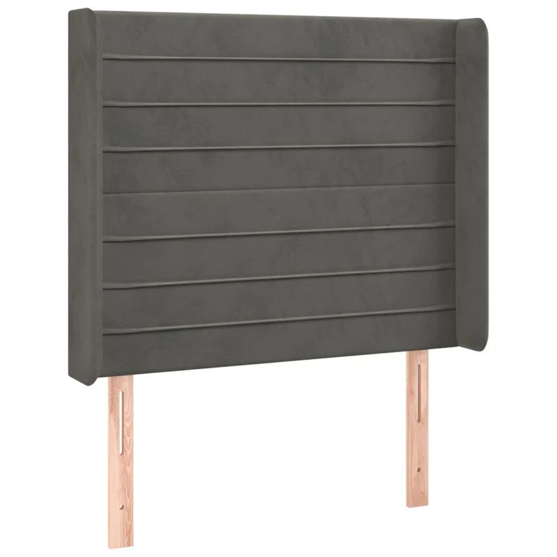 Tête de lit accessoire couchage chambre à coucher meuble avec rebord latéral 103 x 16 x 118/128 cm tissu velours gris foncé TDL0205066