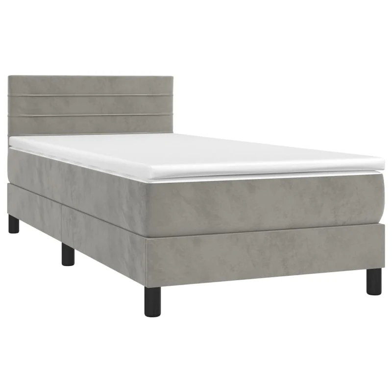 Cadre de lit LED avec sommier tête de lit matelas 90x190cm tissu velours gris clair TDL0208474